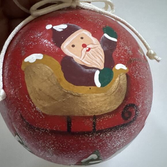 Vintage Villeroy & Boch Christmas Ornament Hanging Ball Santa Old Worlde NOS NEW - Picture 5 of 9